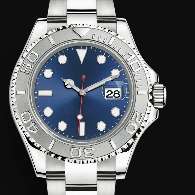 

New Mens Watch Automatic Mechanical Watches Sapphire Crystal Yacht 114060 Rose Gold Strap Stainless Steel Bracelet Blue Dial