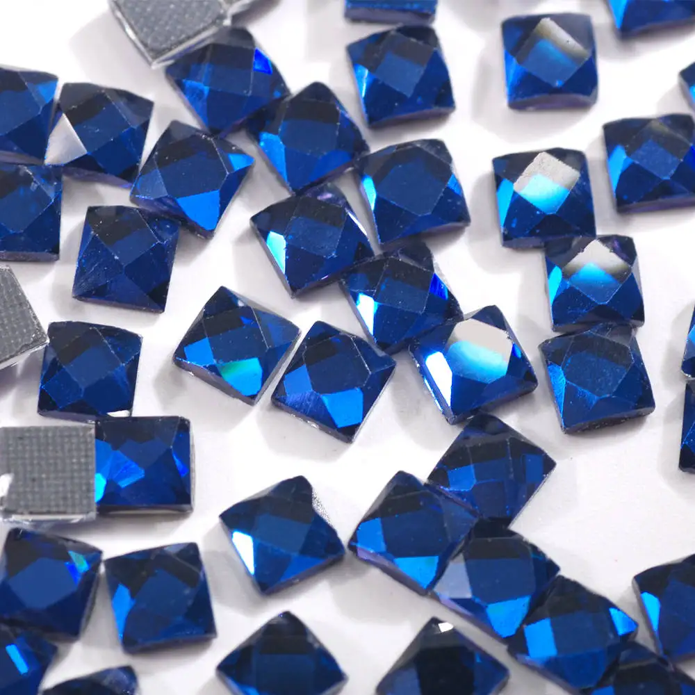 dark blue 100 шт./лот, 5 мм, квадратная поверхность с заземлением, горячая фиксация, стеклянные кристаллы, стразы с плоской задней частью, железные свадебные платья, декоративные аксессуары - Цвет: dark blue