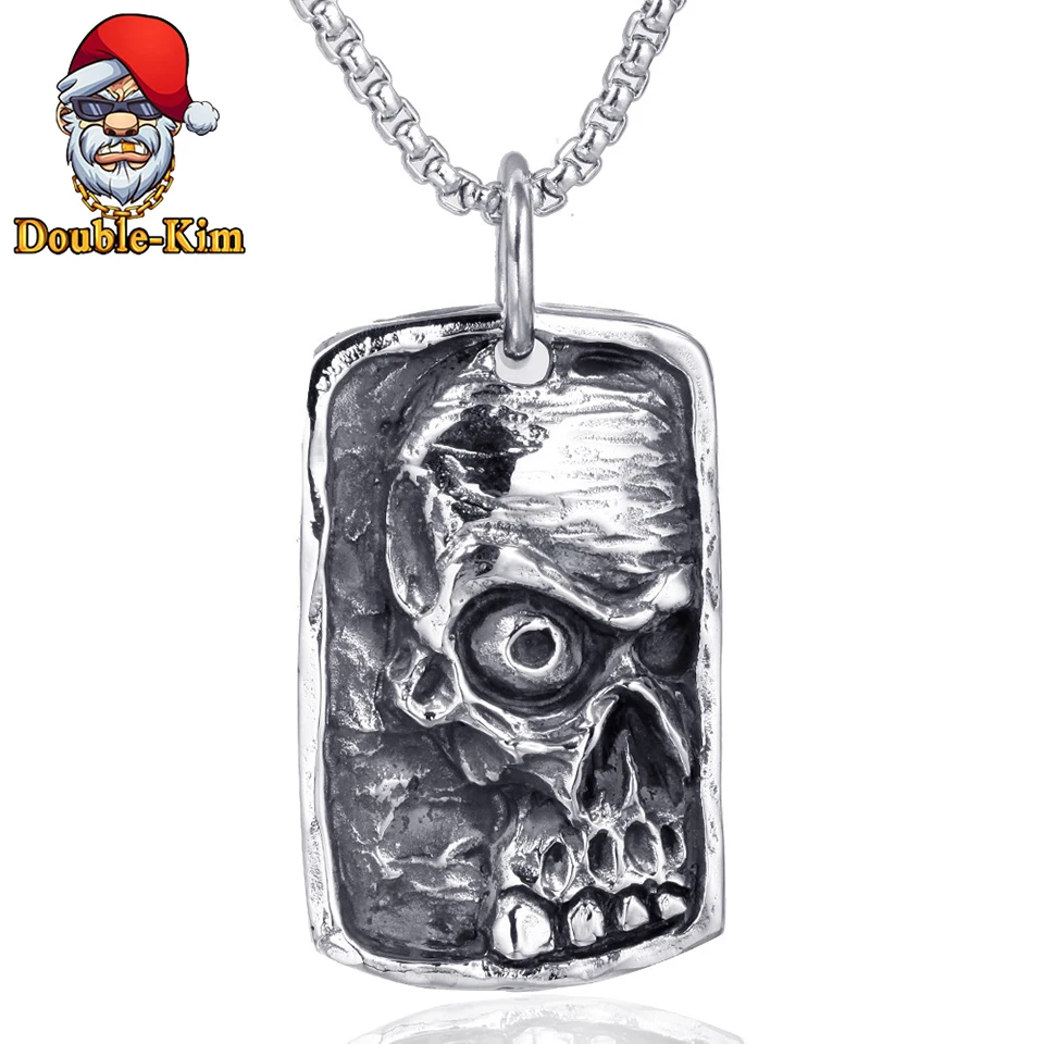 Бирки с черепом подвеска ожерелье для мужчин хип-хоп уличная культура титановая