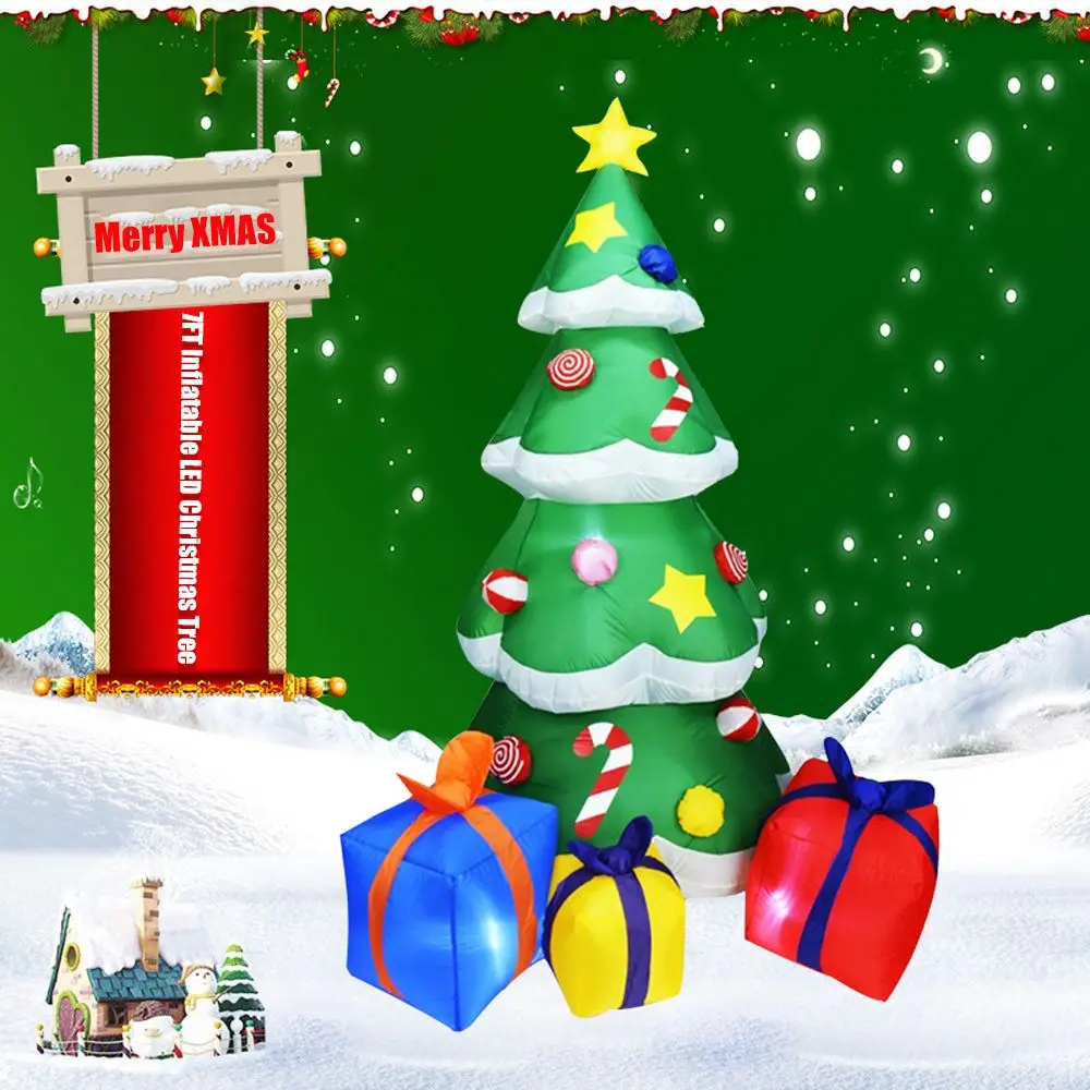 

Inflatable Model Toys Christmas Decor Outdoor Garden Decoration Lighted Dolls Gift Package LED Light Up Christmas Tree
