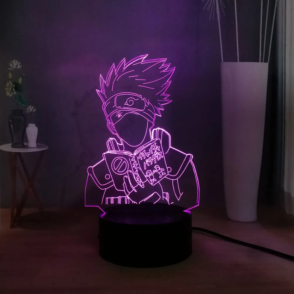 Новый Наруто светодиодный 3D ночник японского аниме Hatake Kakashi USB переключатель