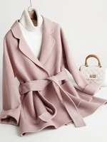 off season clearance mid length reversible cashmere coat womens small spring and autumn woolen coat high end popular