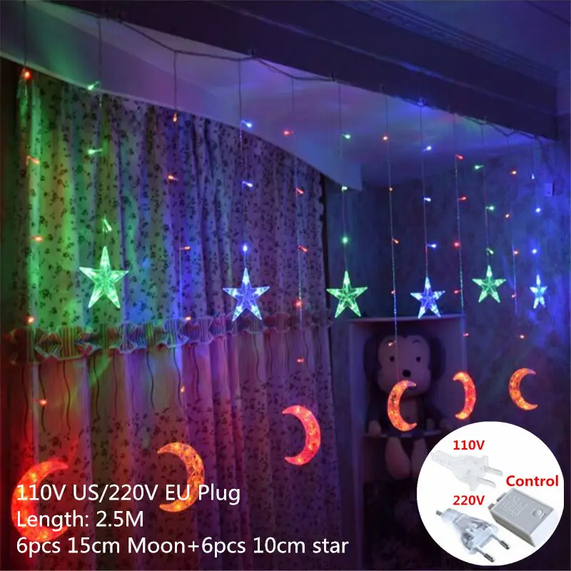 moon Colorful Рождественские украшения для домашнего освещения, уличная светодиодная гирлянда, теплый белый Adornos Navidad Natal Decoracion Kerst 12, лампа - Цвет: moon Colorful