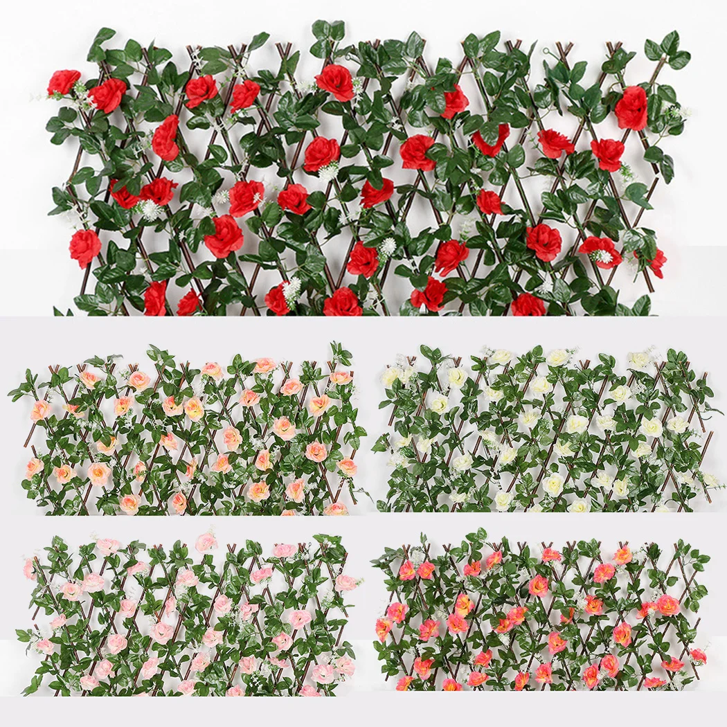 

Expandable Faux Lvy Privacy Fence Artificial Flower Garden Wall Leaf Wood Telescopic Fence Home Decor Garden Fence Balcony