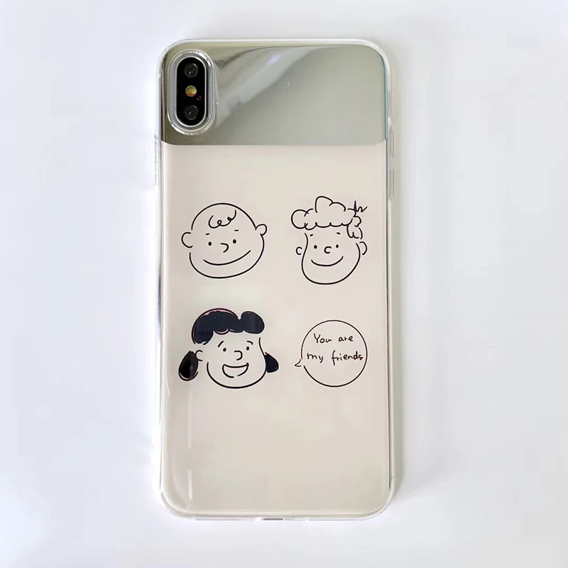 1 Косметический зеркальный чехол для телефона s для iPhone 8, 7 Plus, мягкий глянцевый чехол с рисунком из мультфильма "Charlie Lucy" для iPhone 11 Pro MAX X XS Max XR funda - Цвет: 1