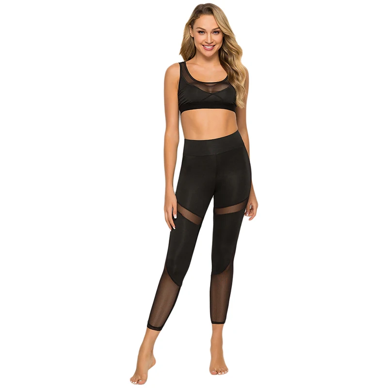 

Sexy Women Leggings Gothic Insert Mesh Design Trousers Pants Big Size Black Capris Sportswear New Fitness Leggings