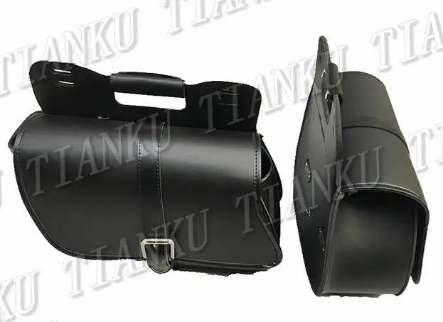 Черная Боковая Сумка из искусственной кожи седельные сумки для Yamaha VStar 400 650 1100 1300