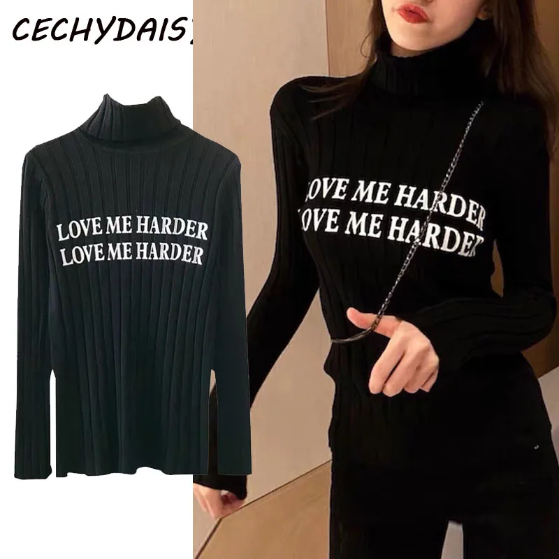 Укороченный свитер Женский пуловер с высоким воротником зимняя одежда женские