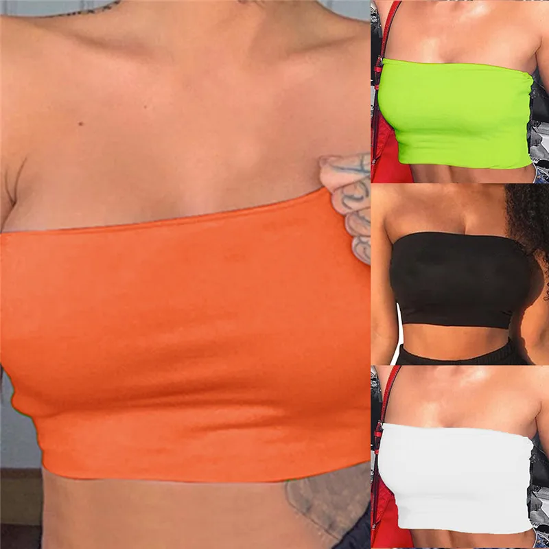 

Summer Women Butterfly Print Wrapped Chest Boob Tube Transgender Undershirt Strapless Short Tube Tops Girl Crop Top