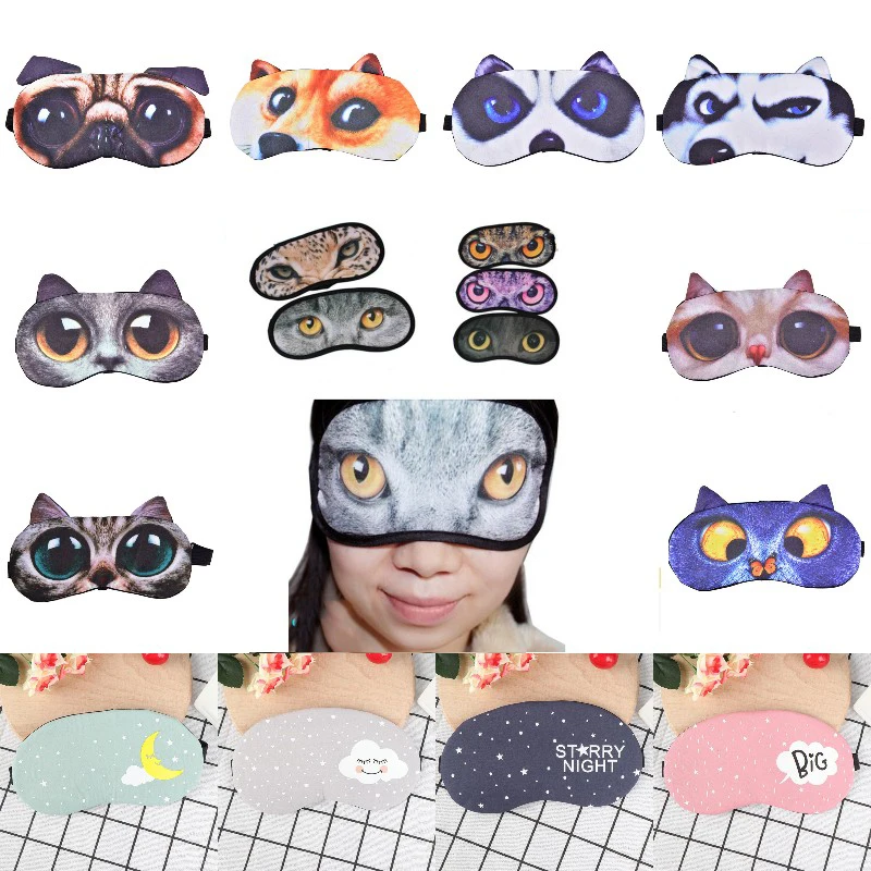 

Cute Cat Dog Sleep Mask Eyeshade Cover Eye Mask Natural Sleeping Funny Lovely Eye Cover Sleeping Mask For Travel Rest Eye Shade