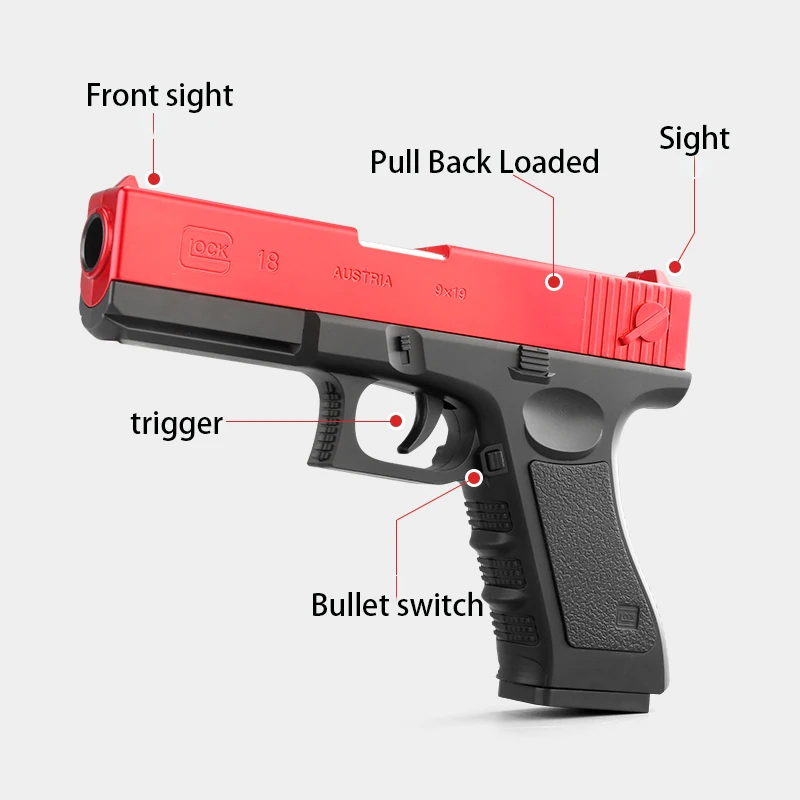 New Glock Toy Pistol Plastic EVA Foam Darts Bullets Gun Simulation Model Beginner Aim Train Handgun Air Boys DIY Gift | Игрушки и хобби