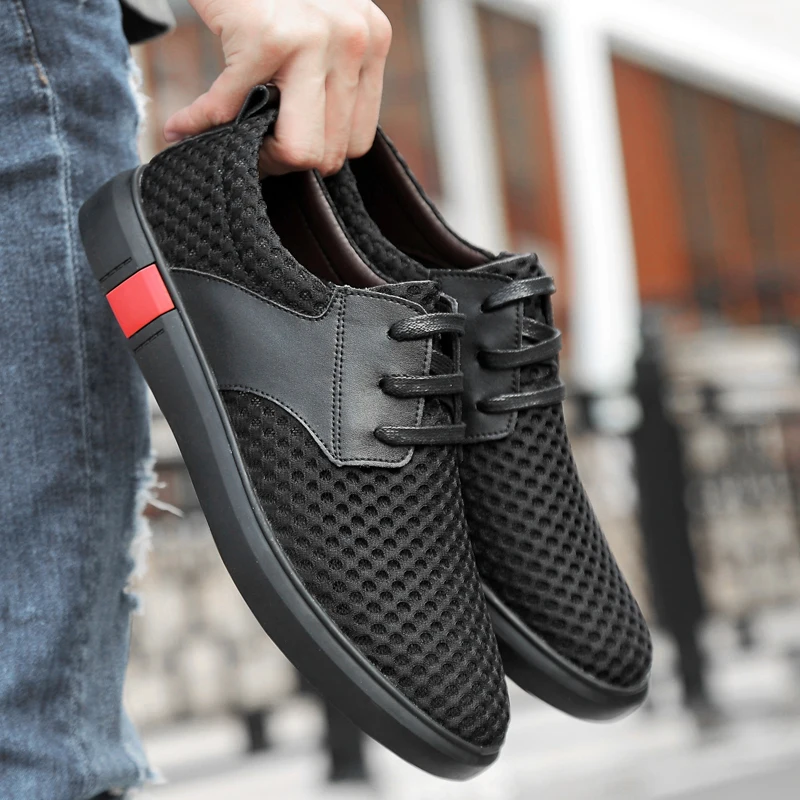 Кроссовки мужские сетчатые из дышащей кожи легкие повседневные уличные туфли