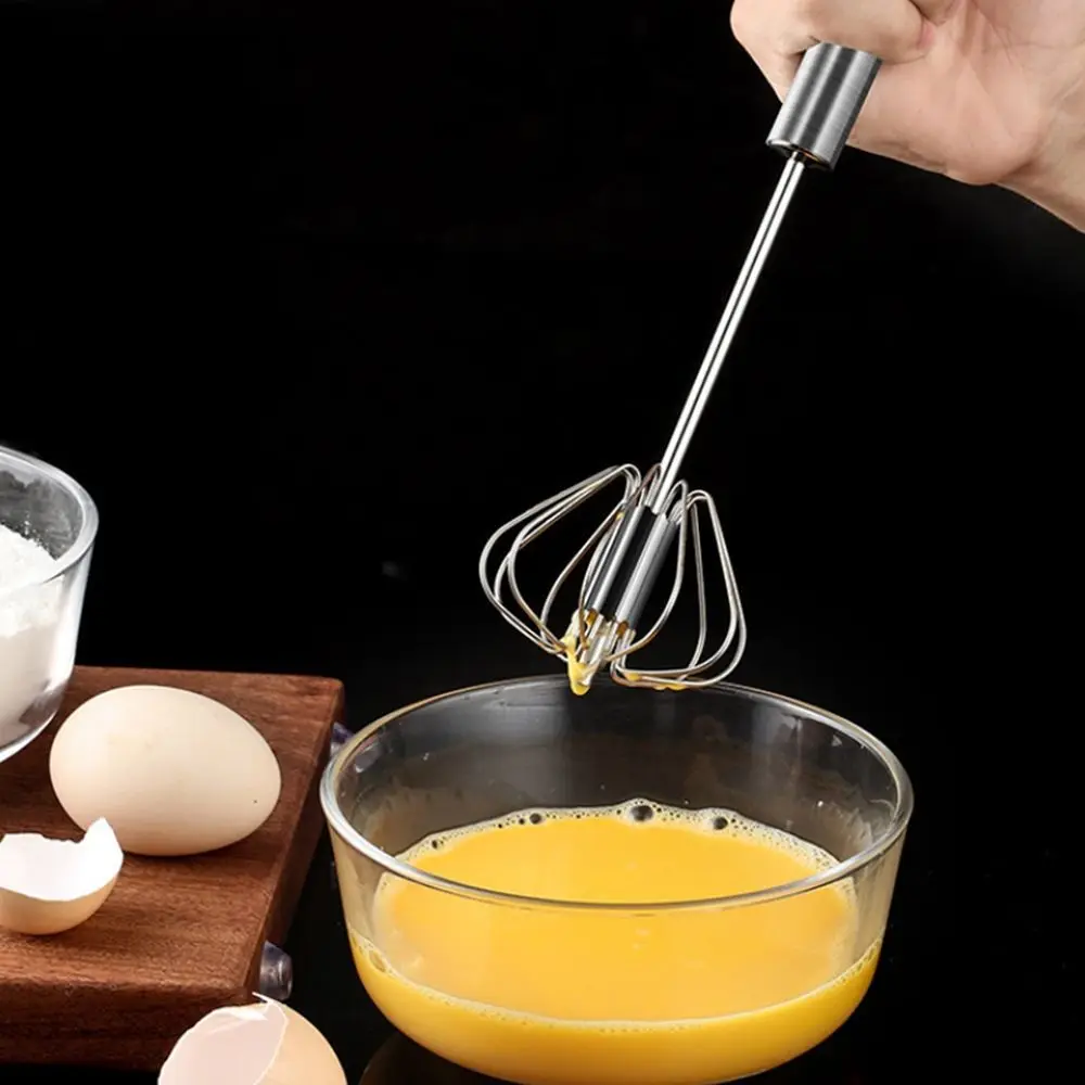 

Stainless Steel Self Turning Baking Mixer Egg Stirrer Manual Hand Kitchen Accessories Baking Tool Egg Whisk Egg Beater