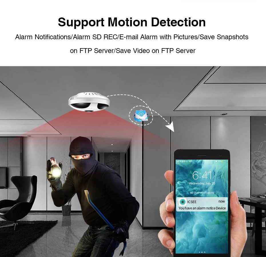 3MP Wifi IP 360 панорамная камера рыбий глаз HD 1080P Беспроводная Мини P2P ИК Ночное Видение домашняя CCTV камера видеонаблюдения