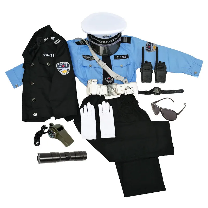 

Children's Cosplay Police Uniform Suit Children's Day Kindergarten Unisex Occupational Acting Clothes Costumes 2022 Summer New