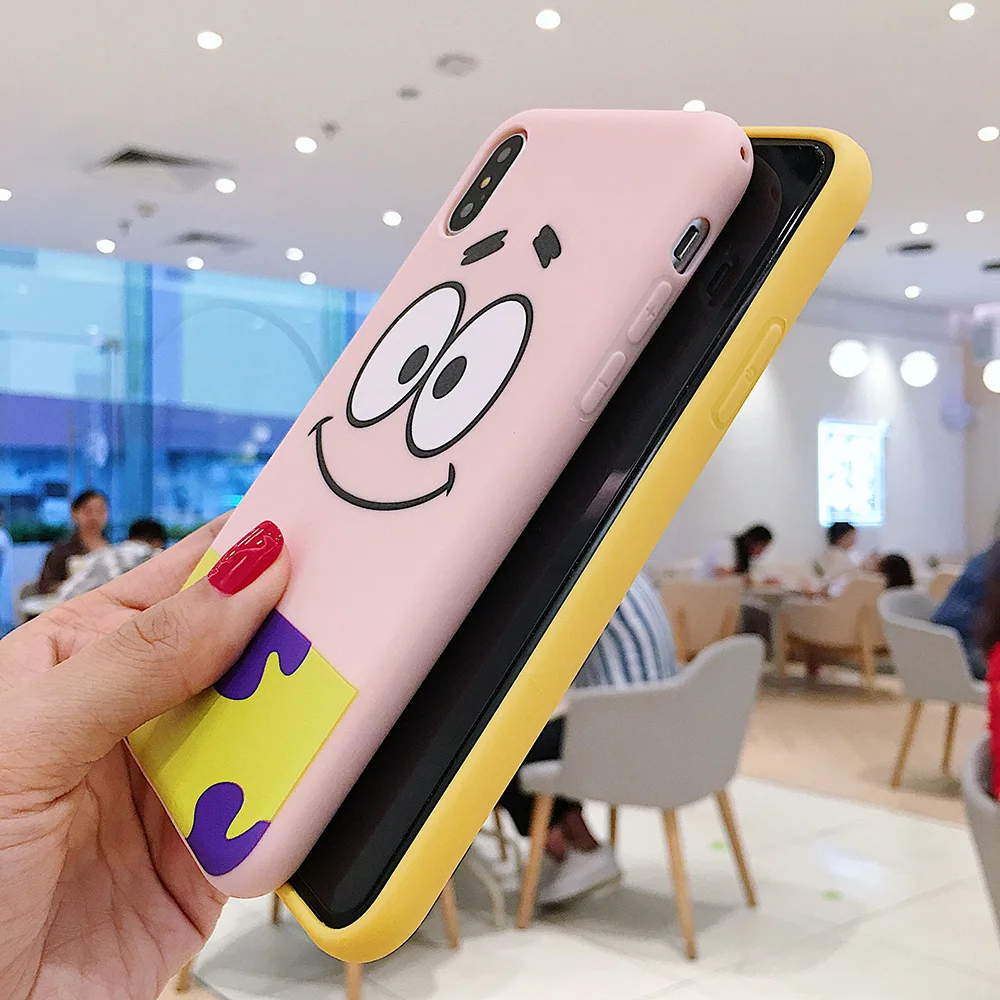 For iPhone 6 6s 7 8 Plus X Xs 11 Pro Max Xr Soft Silicone Cases Cute Funny Cartoon Sponge Bob Square Pants Patrick Star Case