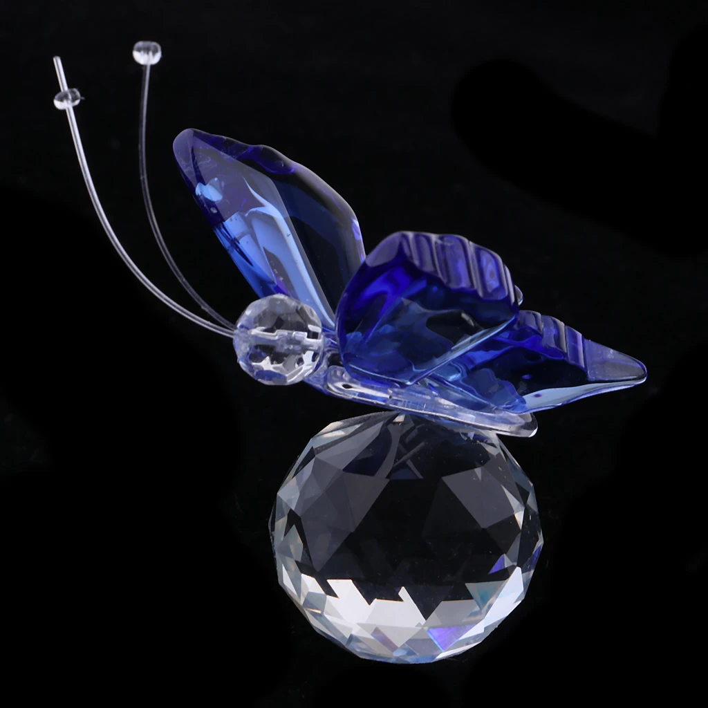 Crystal Flying Butterfly with Ball Base Figurine Cut Glass Ornament Statue | Дом и сад