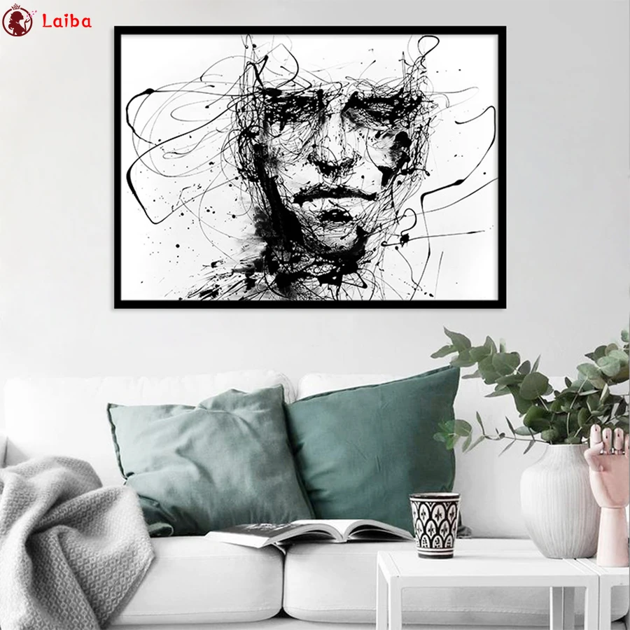 

Diamond Embroidery Abstract black and white art, portraits 5D DIY Diamond Painting Diamond Mosaic needlework living room decor