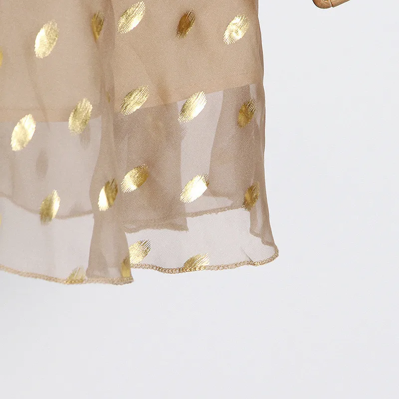 

New Fashion 2021 Office Women Summer Dress Stand Puff Short Sleeve Dot Print Button Cascading Ruffles Casual Mini Dress