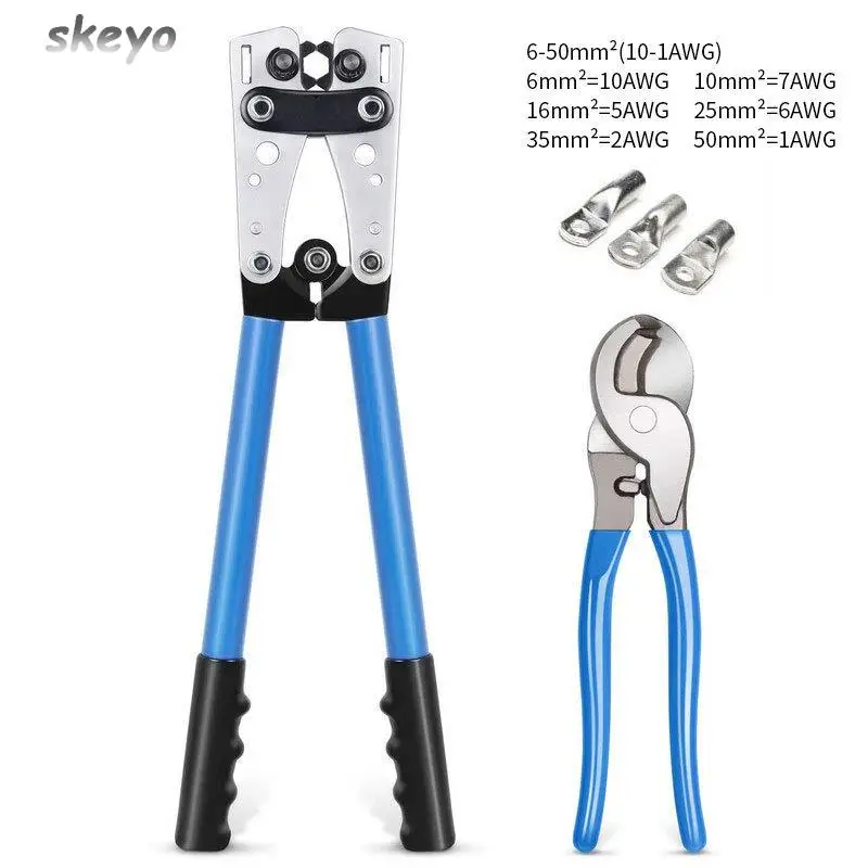

HX-50B Connector Crimp Tool Cable Lugs Hex Crimping Cutter Pliers Multi Tools For Heavy Duty Wire Lugs Battery Terminal