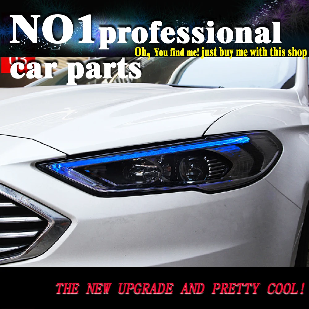 

car accessories for Ford Mondeo 2017 Headlights fusion LED Headlight DRL Hid Bi Xenon Beam Lens Flash Straight Yellow Turning