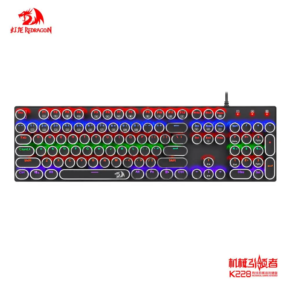 Машинка Redragon клавиатура в стиле ретро механические переключатели Led подсветка 104