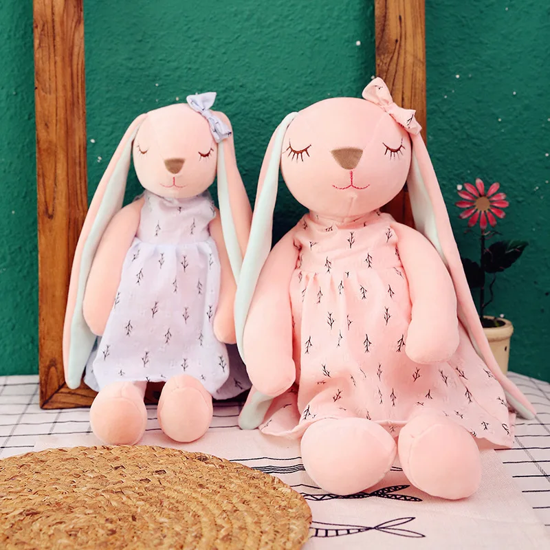 

Free ship 35/45/55/65cm rabbit plush toy cute pink girl heart love rabbit pillow doll long eares christmas birthday gift