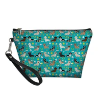 cute dachshund dog travel cosmetic bag for make up small pu leather women makeup case wash neceser toiletry bag