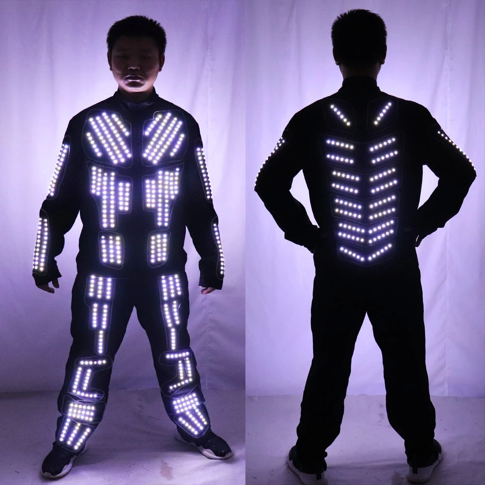 Tron LED костюм Traje робота из светодиодов одежда светящийся танцевальный один Цвет