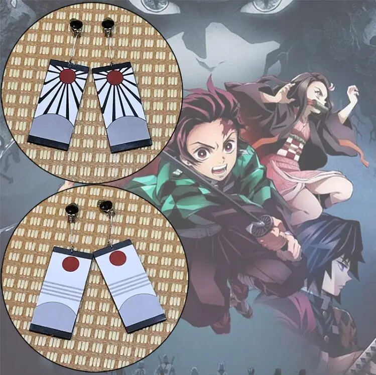 Оптовая продажа демон убийца косплей реквизит Kimetsu no Yaiba Tanjirou Kamado серьги аниме