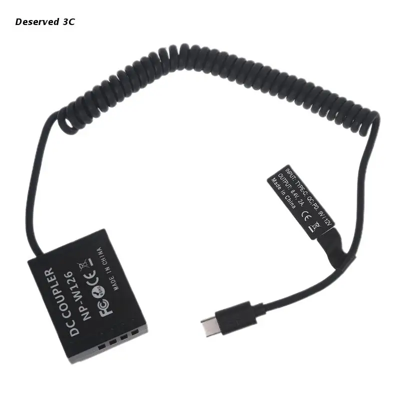 

R9CB USB C to NP-W126 External Power Adapter Cable Power Video LED Light Camera Monitor Low Temperature Tolerance Durable
