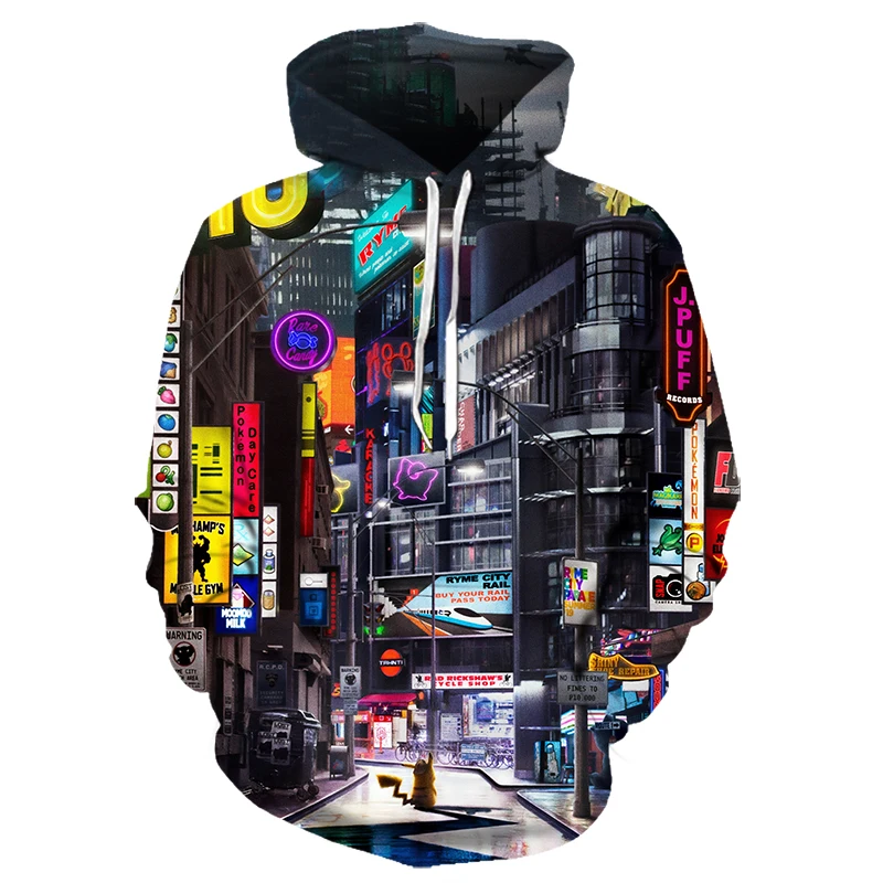 Новинка 2019 года толстовка с капюшоном рисунком покемона детектива Пикачу 3D