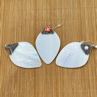 natural freshwater pendant mother of pearl leaf shaped necklace pendant used for diy jewelry making charms for jewelry making