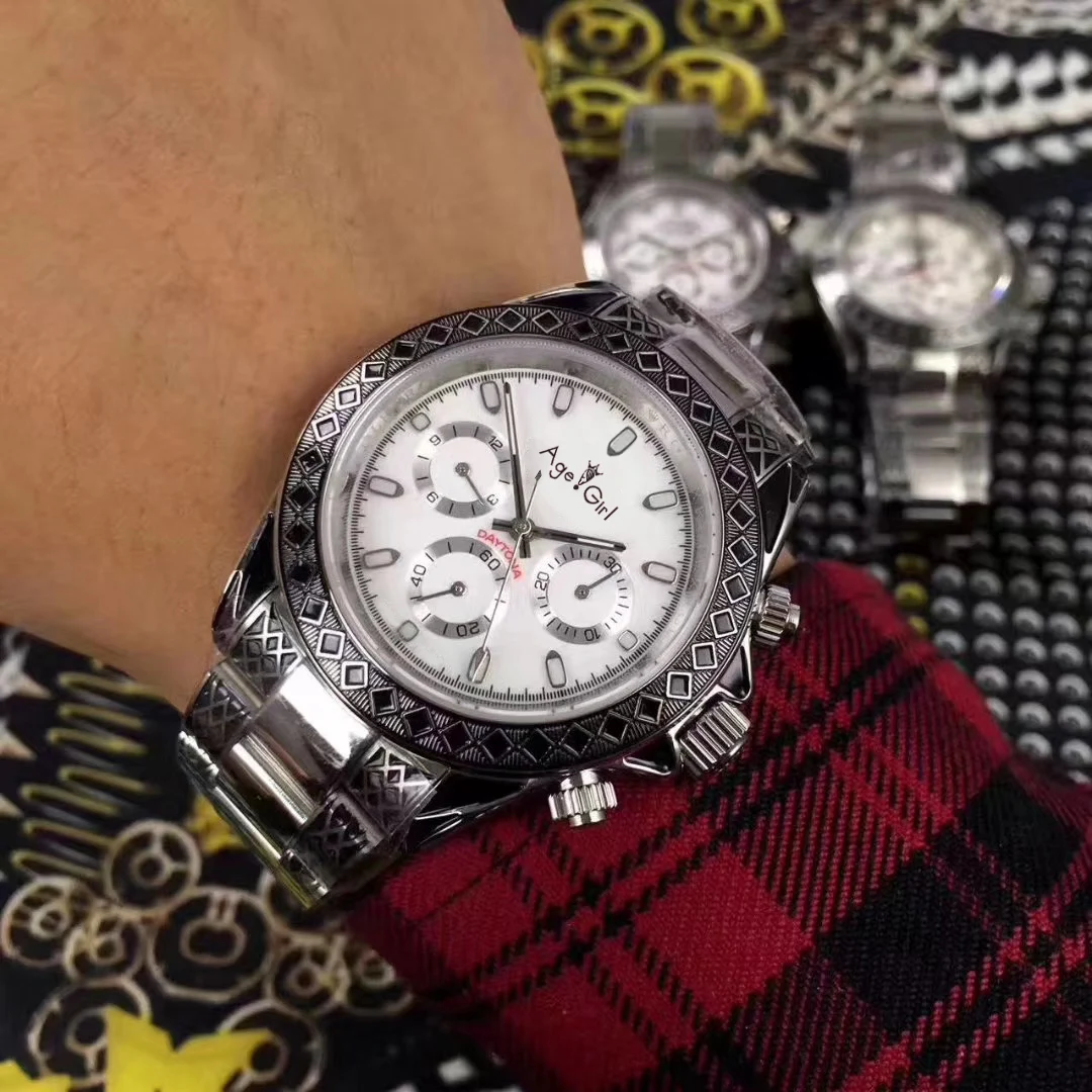 

Classic New Men Automatic Mechanical Carving Watch Sapphire Rome Diamonds Dial Waterproof Stainless Steel Relogio Masculino