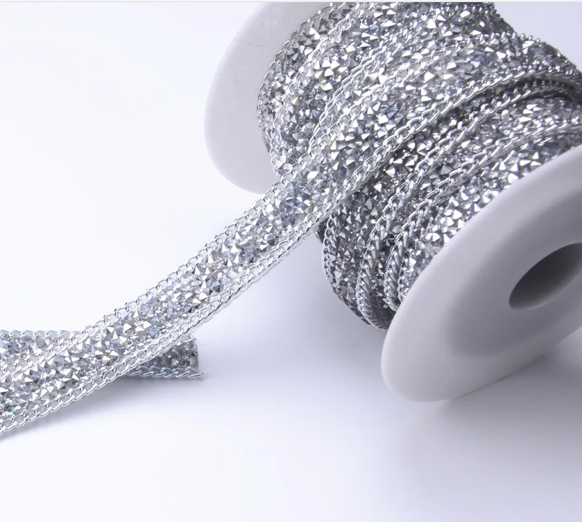 Silver 15 мм, цепочка со стразами, кружевная отделка, железная обувь, заколка для волос, платье, Хрустальная кружевная лента, аксессуары для шитья, сделай сам, свадебные украшения, вечерние украшения - Цвет: Silver