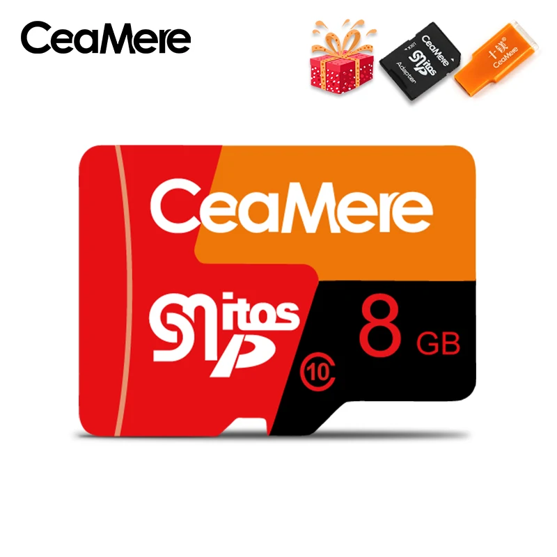 8GB with Gift CeaMere Micro SD карта класс 10 UHS-1 8 Гб класс 6 16 Гб/32 ГБ U1 64 Гб/128 ГБ/256 ГБ U3 карта памяти флэш-память Microsd для смартфона - Емкость: 8GB with Gift