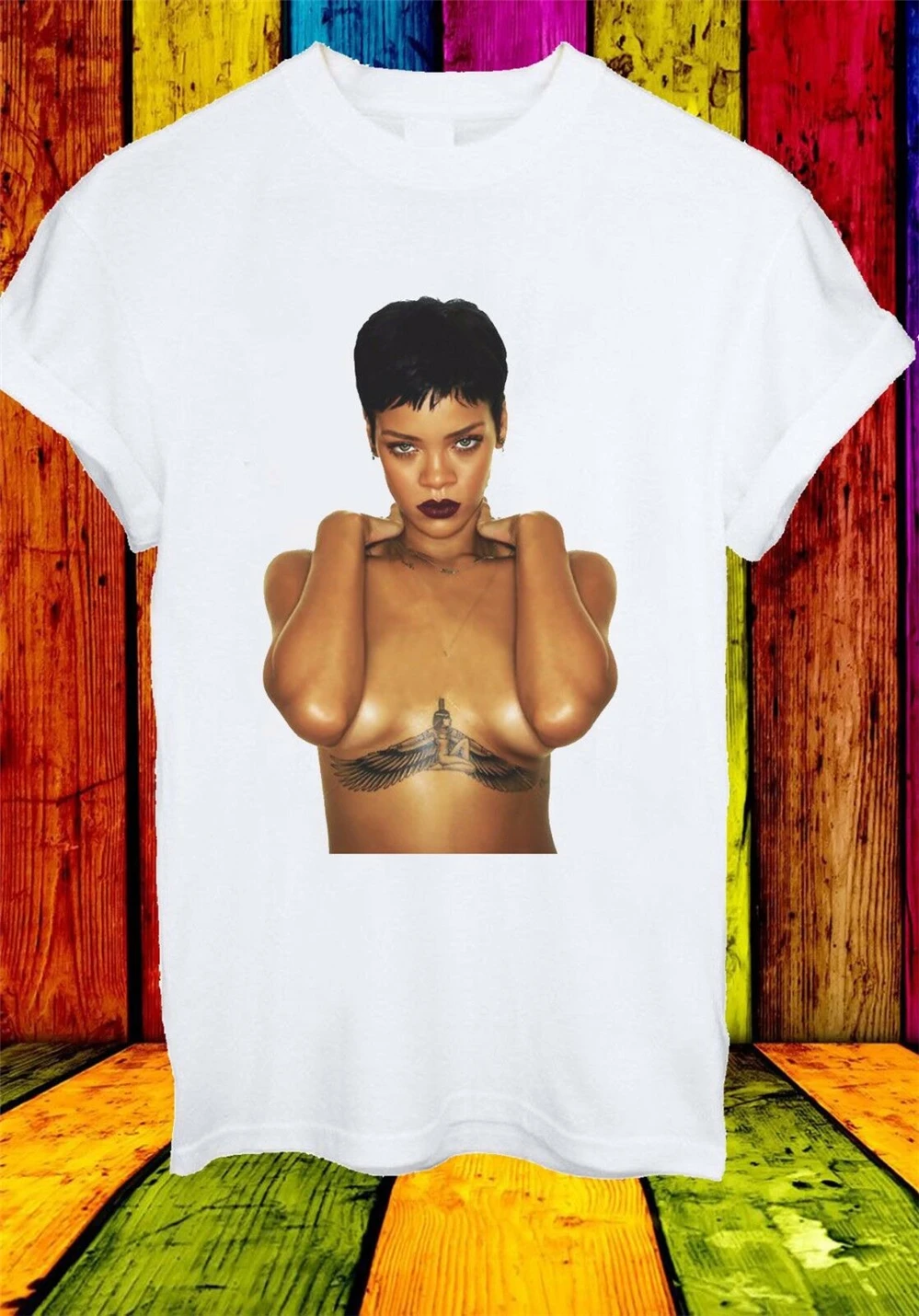 Robyn Rihanna Fenty Singer Barbados Album Cover унисекс футболка мужская и женская Юмористическая