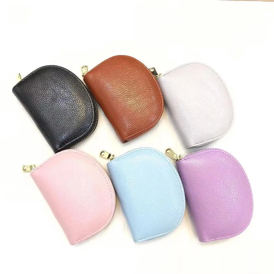 

Multifunctional card holder large capacity card holder PU leather semicircle zipper bag ladies and men's organ card holders