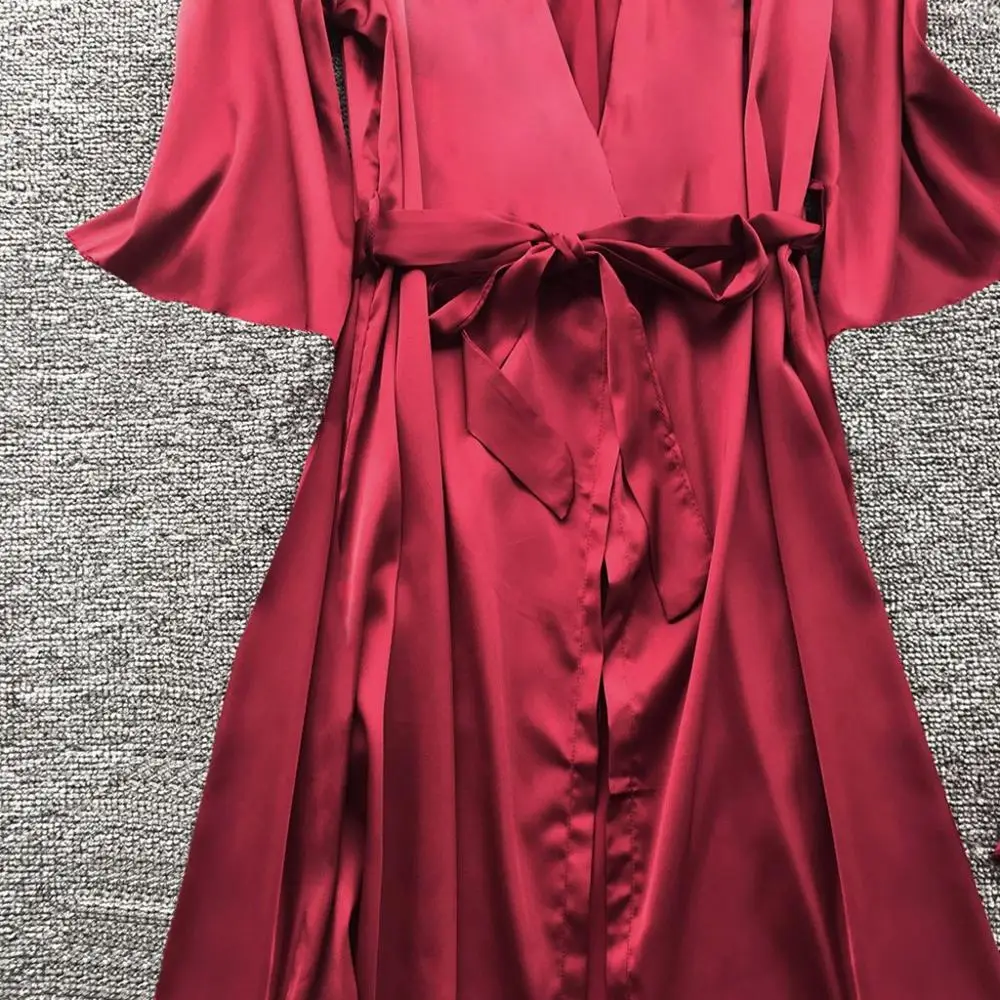 Большие размеры пижама женская сексуальные кружевной Шелковый халат комплекты