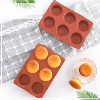 silicone 6 cavity round cake mold glass fiber coating cupcake mold small baking mold breathable pan