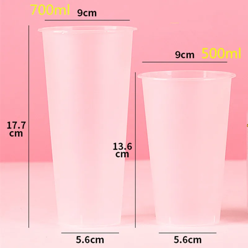 

50pcs High quality 90mm caliber 500ml disposable coffee cups party favors frosted transparent fruit plastic cups for drinks