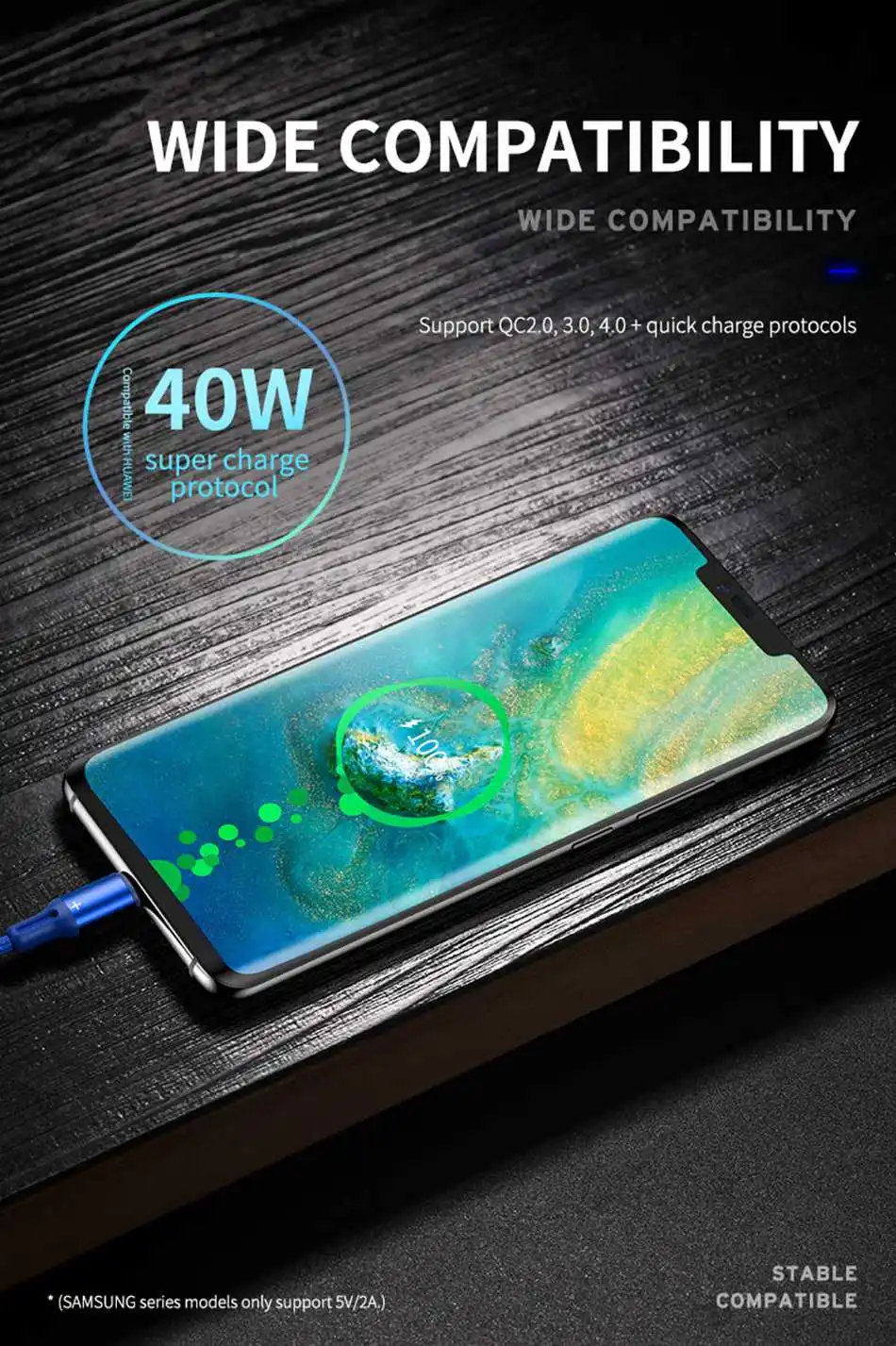 ROCK 2 м 5 м USB C кабель 5A Supercharge type C кабель для huawei p20 lite Быстрая зарядка кабель для samsung S9 8 Note
