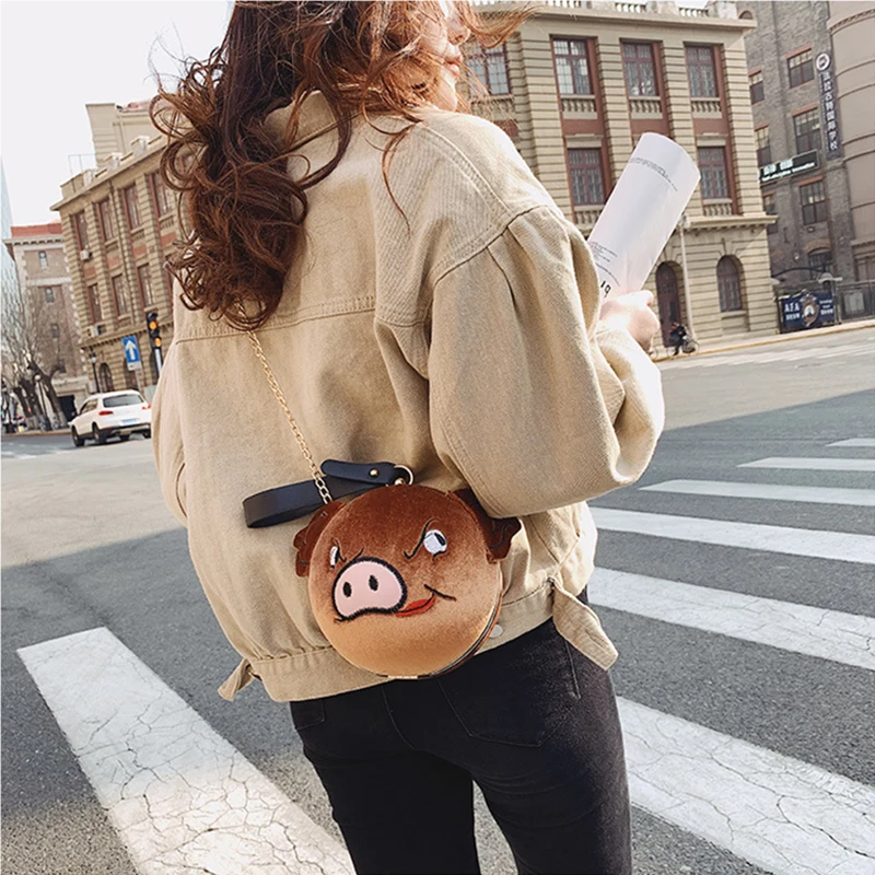 

Cute Little Pig Round Bag for Women Designer Mini Shoulder Bag Cartoon Girl Crossbody Bag Children 2021 New Fashion Summer Purse