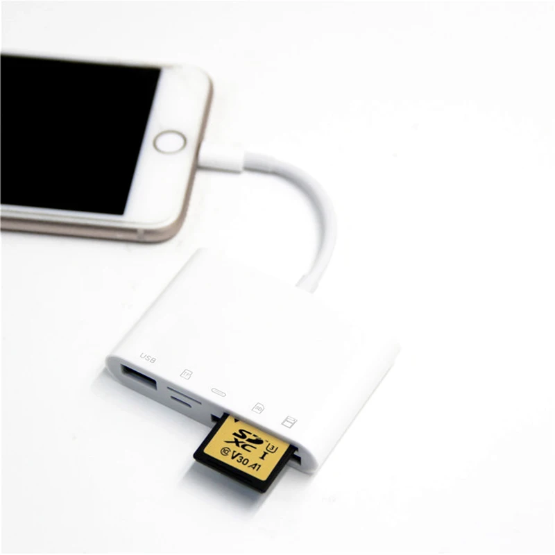 

GINSLEY For iPhone USB3.0 Lightning XQD TF SD Card Reader 5in1 Fast Charge usb3.0 Converter For Mouse Camera IOS13 OTG Adapter