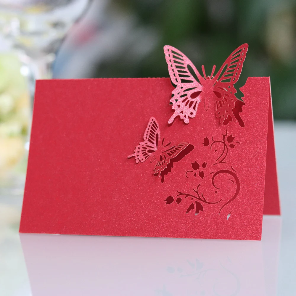 50 шт. популярные карты с лазерной гравировкой в форме бабочки свадебные открытки