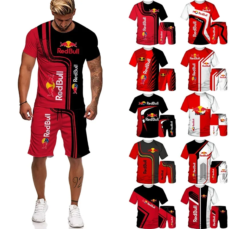 

2021 Summer Brand 3D Printed Men's T-shirt Shorts Set Men's Sportswear Tracksuit V-Neck Short Sleeve Men's Clothing Suit