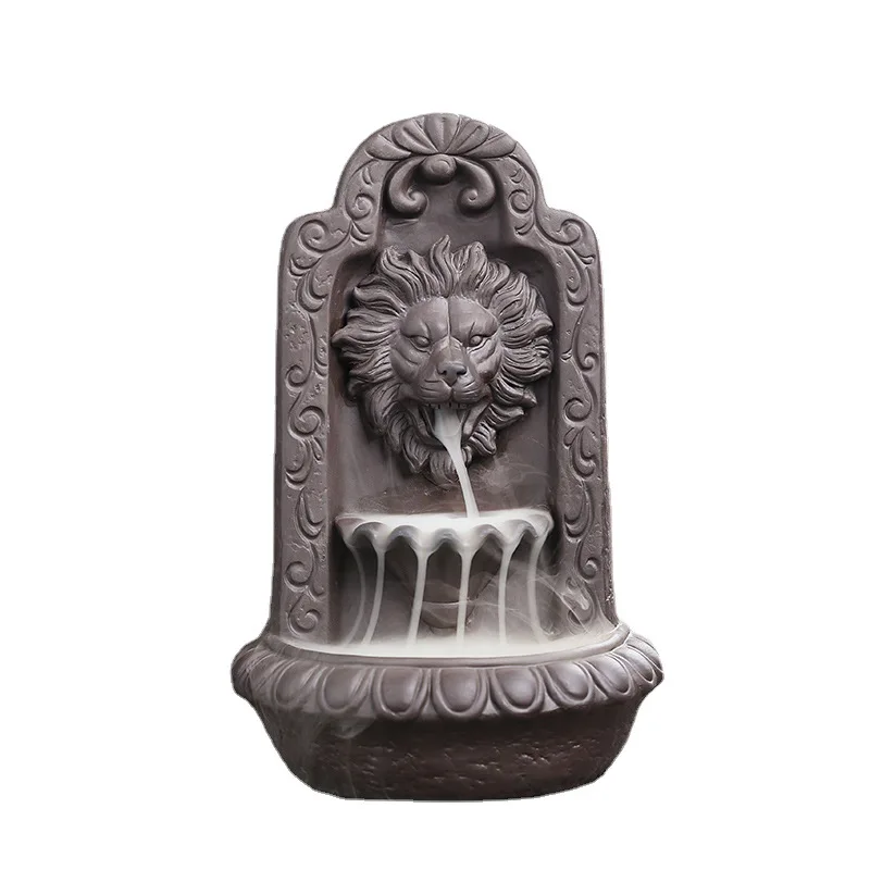 

Purple Sand Ancient Roman Handicraft Decoration Creative Lion Reflux Sandalwood Stove Home Accessories Animal Desk Decor