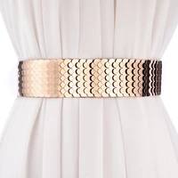 fashion womens girdle wide belt metal fish scale elastic belt elastic belt female girls gift accessories wedding jewelry