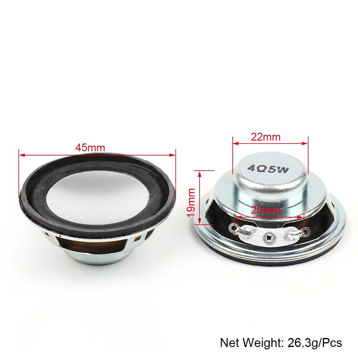 Ashinpower 2Pcs Audio Speaker 4Ohm 3W5W 45MM HiFi Full Range Portable Multimedia Waterproof For Bluetooth-Audio Loudspeaker DIY |