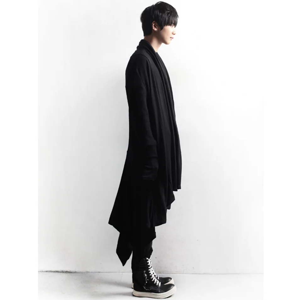 Нестандартный демисезонный длинный Тренч Мужская Панк готическая одежда